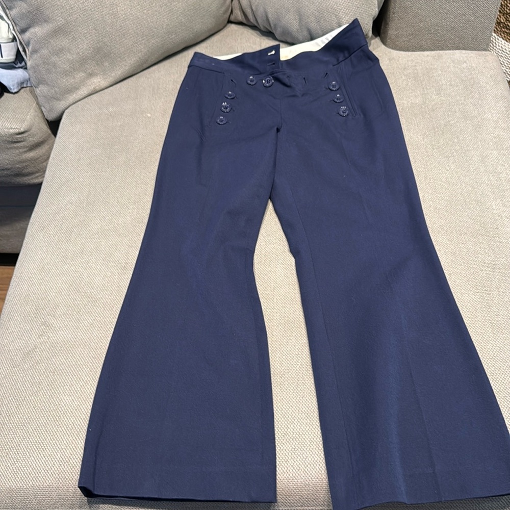 MICHAEL Michael Kors Sailor Crop Flare Trousers Dress Pants 2P Navy